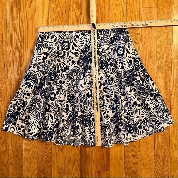 Ralph Lauren navy white patterned A-line skirt sz 14 - Picture 2 of 3